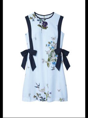 new TED BAKER SPINELA spring meadows gold zip back dress 2 (us size 6)